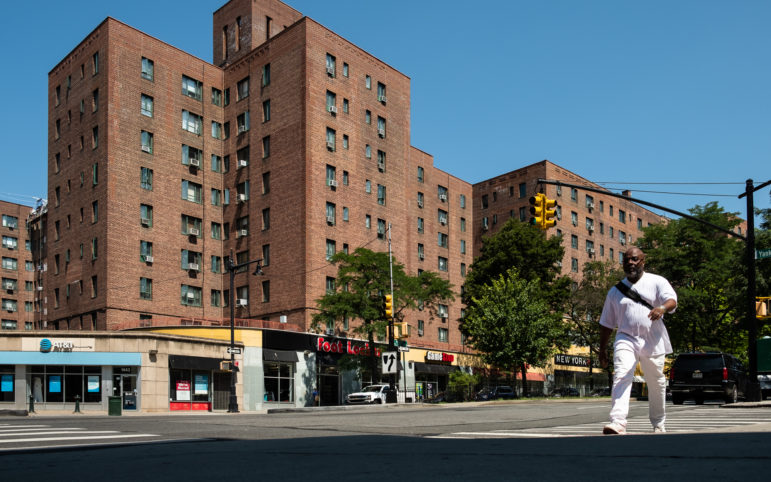 Brick apartment buildings in the Bronx
